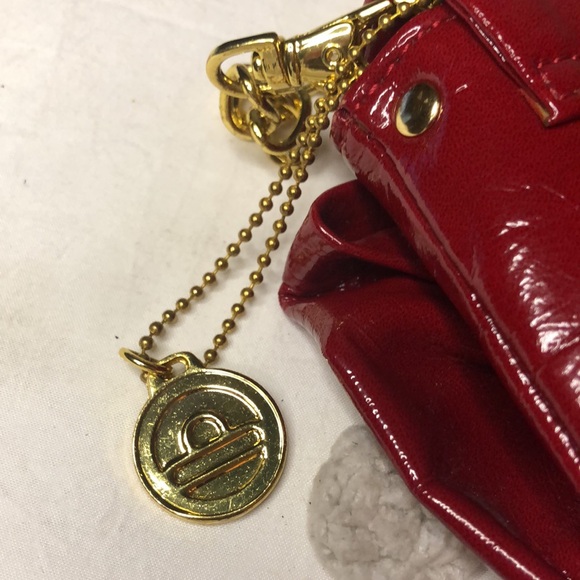 BIG BUDDHA red patent leather handbag w/ chain strap. Large Red bow in front. - Picture 4 of 10